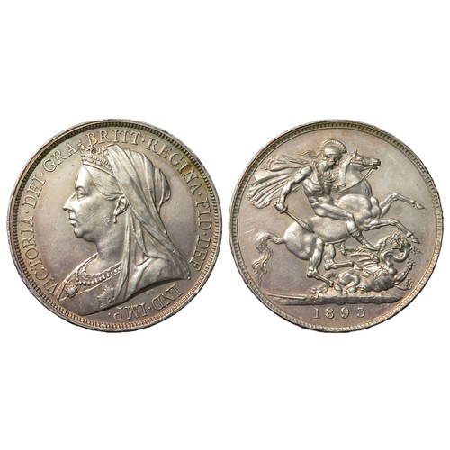 368 - Victoria Crown 1893. Silver, 28.31g. 39mm. Old veiled bust left, VICTORIA DEI GRA BRITT REGINA FID D... 