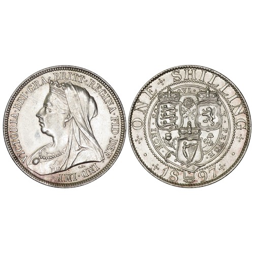 374 - Victoria Shilling 1897. Silver, 5.64g. 24mm. Old veiled bust left, VICTORIA DEI GRA BRITT REGINA FID... 