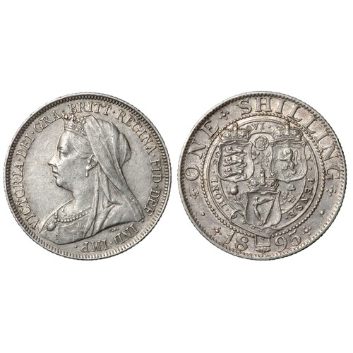 375 - Victoria Shilling 1895. Silver, 5.63g. 24mm. Old veiled bust left, VICTORIA DEI GRA BRITT REGINA FID... 