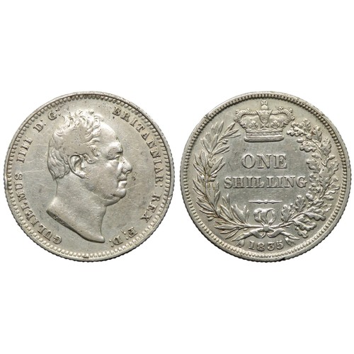 364 - William IV Shilling 1835. Silver, 5.60g. 24mm. Bare head right, GULIELMUS IIII D G BRITANNIAR REX F ... 