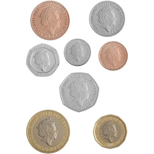 436 - Queen Elizabeth II 2022 Memorial Annual BU Privy Set. A special privy mark adorns the obverse of the... 