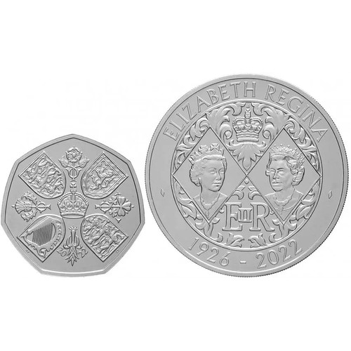 436 - Queen Elizabeth II 2022 Memorial Annual BU Privy Set. A special privy mark adorns the obverse of the... 