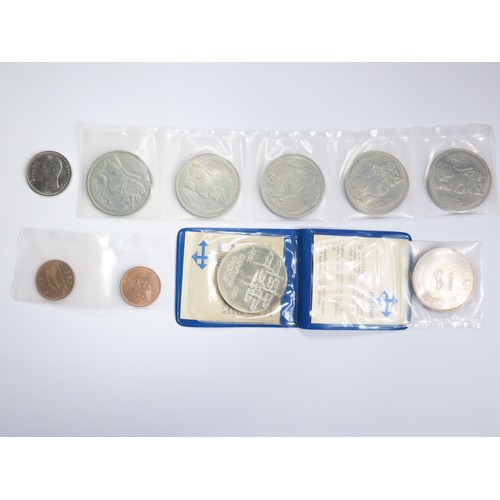 473 - Uncirculated World Coin Group (10). To include 6 x 1968 Singapore one dollar in sealed packs. Finlan... 