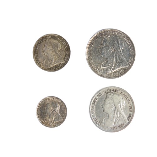 376 - 1898 Queen Victoria Silver Maundy Coin Set. Fourpence to penny. Ref: S.3943. without box.