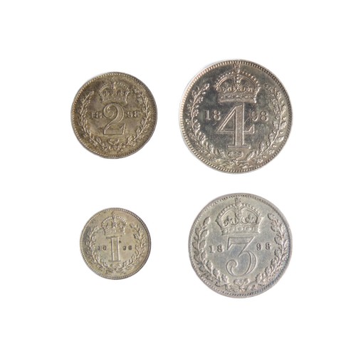 376 - 1898 Queen Victoria Silver Maundy Coin Set. Fourpence to penny. Ref: S.3943. without box.