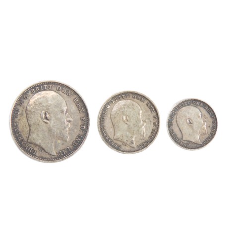 389 - Edward VII Maundy Money. 1907 Fourpence, Twopence and Penny.