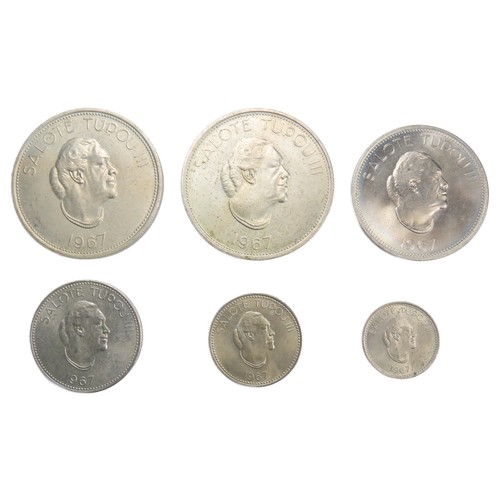 467 - Uncirculated 1967 Tonga Coin Set (6). 2x PA ANGA, 50, 20, 10 & 5 Seniti.