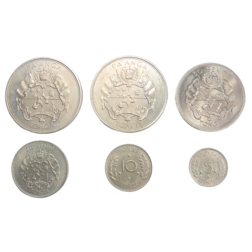 467 - Uncirculated 1967 Tonga Coin Set (6). 2x PA ANGA, 50, 20, 10 & 5 Seniti.