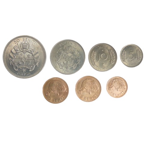 468 - Uncirculated 1967 Tonga Coin Set (7). 50, 20, 10, 5, 2x 2 & 1 Seniti