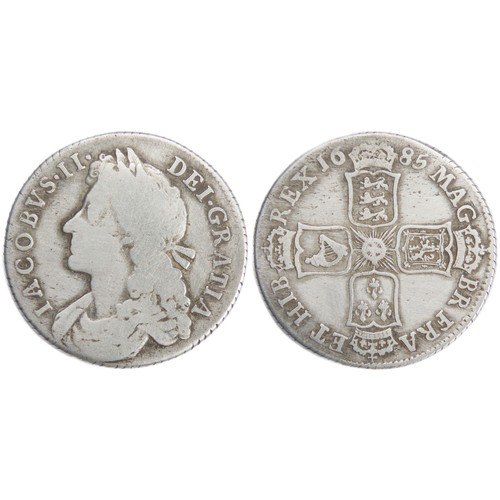 334 - James II Shilling 1685. Silver, 5.98g. 26mm. Laureate and draped bust left, IACOBVS II DEI GRATIA. R... 