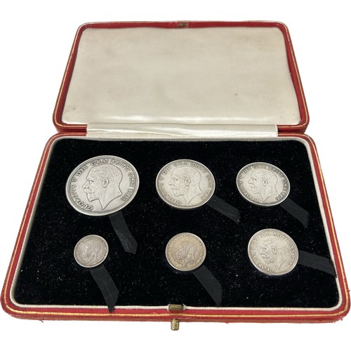 394 - George V 1927 New Coinage Proof Coin Set. Wreath type Crown to threepence. In original box. Ref: S.P... 