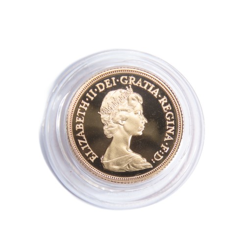 399 - Elizabeth II Proof Gold Sovereign. 8g. Crowned bust right, ELIZABETH II DEI GRATIA REGINA F D. R. St... 