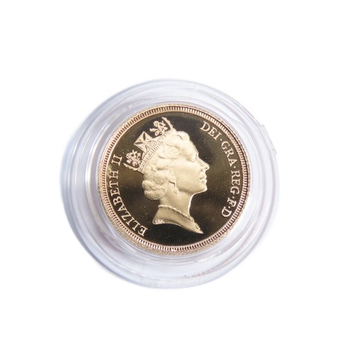 400 - Elizabeth II Proof Gold Sovereign. 8g. Crowned bust right, ELIZABETH II DEI GRA REG F D. R. St Georg... 