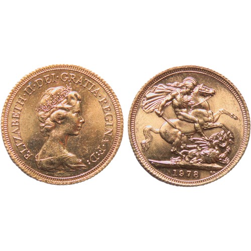 406 - Elizabeth II Gold Sovereign. 8g. Crowned bust right, ELIZABETH II DEI GRATIA REGINA F D. R. St Georg... 