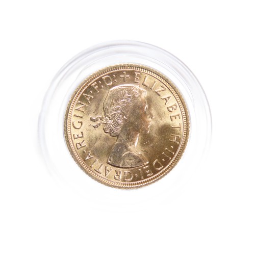 410 - Elizabeth II Gold Sovereign. 8g. Crowned bust right, ELIZABETH II DEI GRATIA REGINA F D. R. St Georg... 