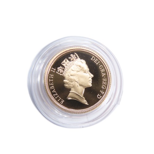 418 - Royal Mint. Elizabeth II Proof Gold Sovereign, 1991. 8g. Crowned bust right, ELIZABETH II DEI GRA F ... 