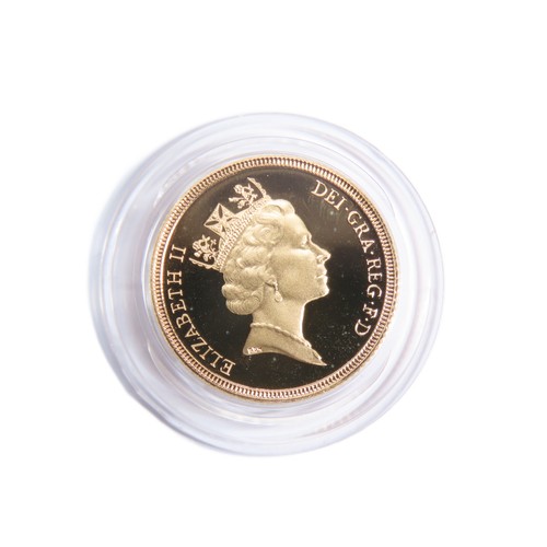 425 - Royal Mint. Elizabeth II Proof Gold Sovereign, 1987. 8g. Crowned bust right, ELIZABETH II DEI GRA RE... 