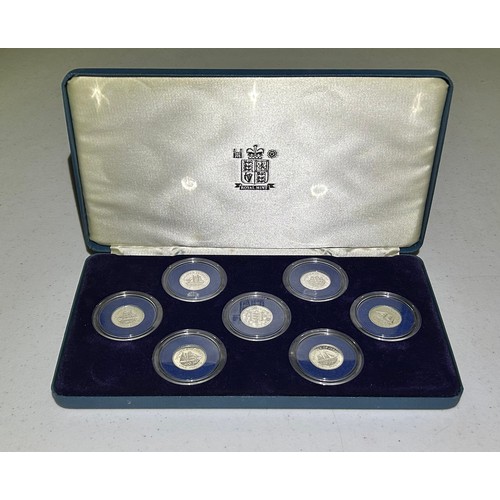 452 - Royal Mint, Silver Proof Set. The Jersey Shipbuilding Series, 1991-1994 silver proof one pound colle... 