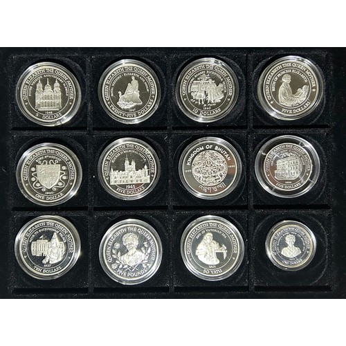 449 - The Official Coin Collection in Honour of, H.M. Qeen Elizabeth, The Queen Mother. A 12 coin set of s... 