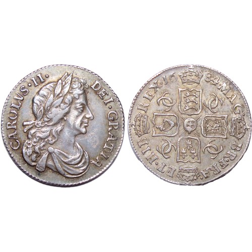 333 - Charles II. 1660-1685. Sixpence. Dated 1684. Bull 581; ESC 1524; SCBC 3382. Toned. Near EF. A well s... 