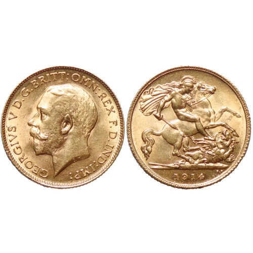 393 - George V. 1910-1936. Gold Half Sovereign. Dated 1914. Marsh 529; SCBC 4006. EF. From the St. George ... 