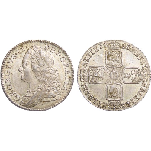 346 - George II. 1727-1760. Sixpence. Dated 1758. Bull 1763; ESC 1623; SCBC 3711. 3.05g. Attractively tone... 