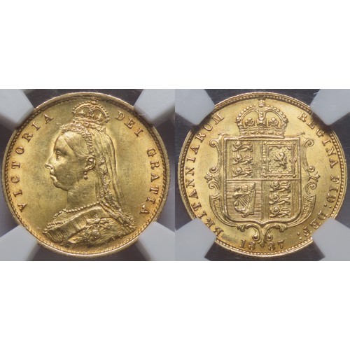 367 - Victoria. 1837-1901. Gold Half Sovereign. Dated 1887. Jubilee type. Marsh 478; SCBC 3869. In NGC enc... 