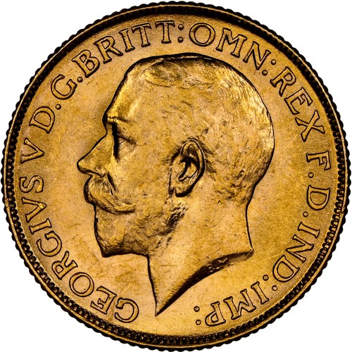 391 - George V Gold Sovereign 1918-I. NGC graded, MS64. Bombay mint, KM-A525, Fr-1609. S.3998. Lustrous go... 