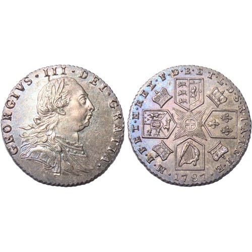 356 - George III Sixpence 1787. 3.01g. 21mm. Laureate and draped bust right. R. Cruciform shields, crown i... 