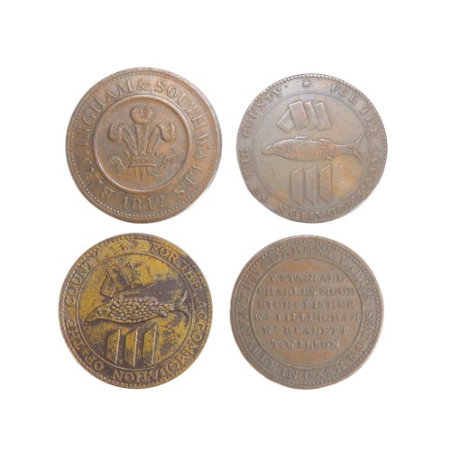 476 - 18th/19th Century Copper Tokens (4). One penny tokens, 1811 Cornish token (2), 1812 Birmingham and S... 