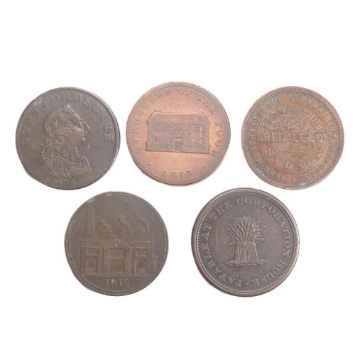 480 - 19th Century Copper Trade Tokens (5). To incliude tokens of Staffordshire, Hull lead works, Sheffiel... 