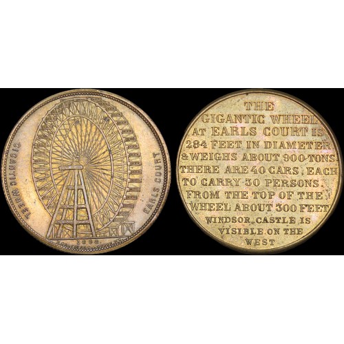 481 - Earls Court Gigantic Wheel Token. 11.52g. 32mm. Whhel in centre, GIGANTIC WHEEL EARLS COURT 1897. R.... 