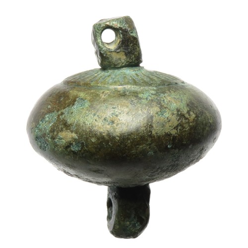 52 - Medieval Swivel. Circa 11th-13th century CE. Copper-alloy, 33mm diameter x 38mm, 50.4mm. A large lea... 