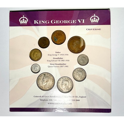 396 - King George Coronation stamp and currency set. A Coincraft presentation, includes: Coronation stamp,... 