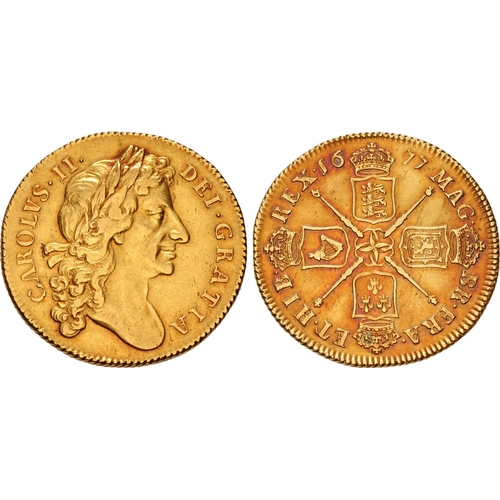 304 - Charles II. 1660-1685 AD. Gold 2 Guineas. Second bust. Laureate bust right, CAROLVS II DEI GRATIA. R...