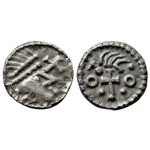 208 - Anglo-Saxon Sceatta Series BIII. Secondary Phase, 710-760 AD. 12mm, 1.01g. Crude diademed head right... 