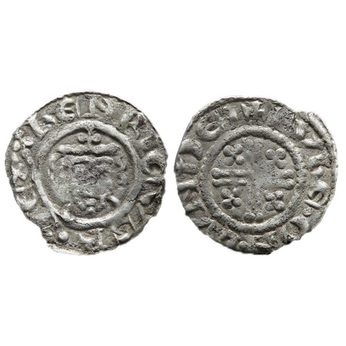 223 - Richard I Penny. 1189-1199 AD. London, class 4a. 1.12g. Crowned facing bust with sceptre, HENRICVS R... 