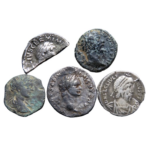 108 - Roman Silver Coin Group. 1st-4th century AD. Vitellius, Domitian, Septimius Severus and Julian II. P... 