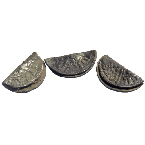 262 - Three medieval folded silver pennies, c. 13th century.Pilgrims, pennies and the ploughzone: Folded c... 