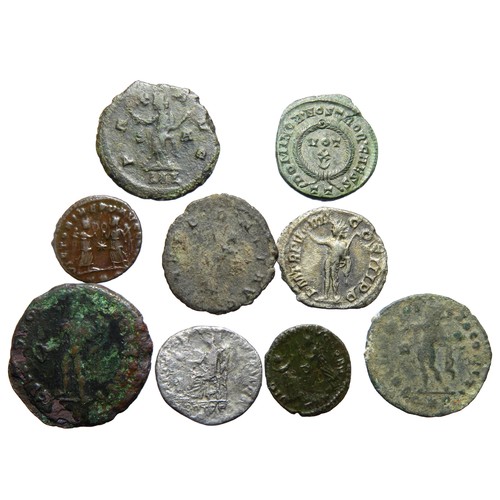 205 - Roman bronze and silver coin group, including issues of Allectus, Severus Alexander, Trajan, Constan... 