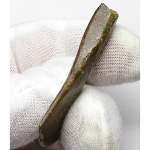 16 - Bronze Age Chisel. Circa 1500-800 BC. 11g, 38mm. Formed of a narrow solid shaft with an expanding br... 