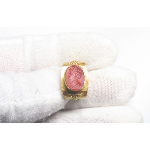 45 - Ancient Roman Gold Intaglio Ring. Circa 2nd century CE. 5.37g. 20mm, 16mm internal. Formed of a wide... 