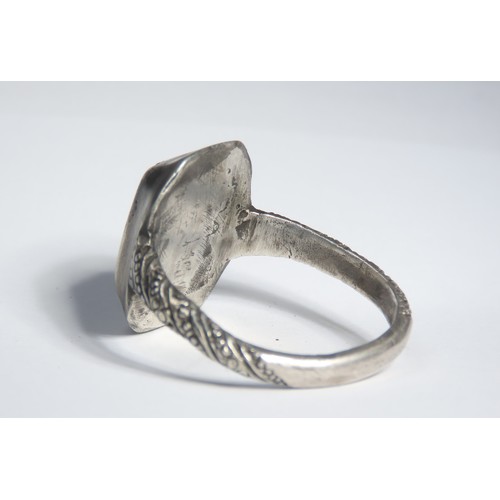 70 - Large Medieval Silver Glove Ring. Circa 14th century CE. 28mm, 22mm internal. 8.13g. Formed of a cir... 