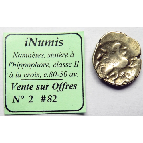 108 - Namnetes stater, electrum, 'statere a l'hippophore' class II. 22mm, 7.27g.