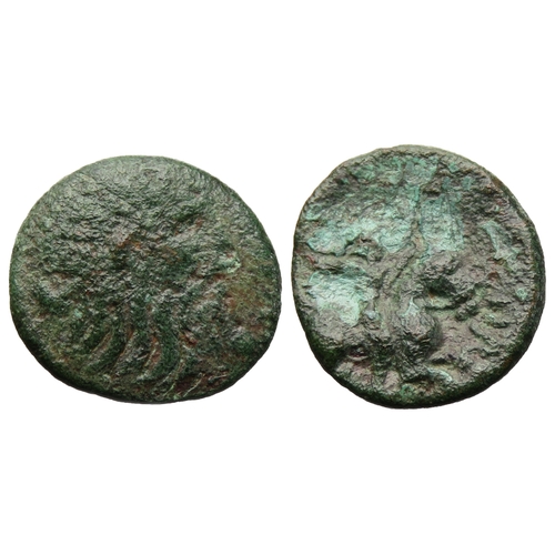 171 - Catuvellauni: Rues bronze unit, circa 1-10 AD. Bearded head right. R. Warrior riding right, holding ... 