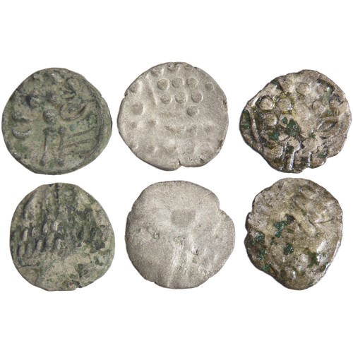 166 - Durotriges Staters (3). Circa 1st century BCE. Cranborne Chase types. Wreath, cloak and crescents. R... 