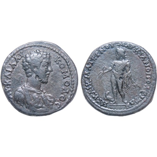 201 - MOESIA INFERIOR, Marcianopolis. Commodus, 177-192 AD. AE Tetrassarion, 28mm, 9.83g. Caecilius Matern... 