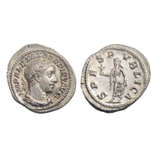 212 - Severus Alexander. 222-235 AD. Silver Denarius, 20.5mm. 3.37g. Rome mint. 15th emission, 232 AD. Lau... 