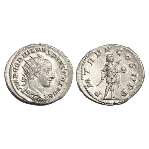 216 - Gordian III. 238-244 AD. Silver Antoninianus, 23mm. 4.50g.  Rome mint, 6th officina. 10th emission, ... 