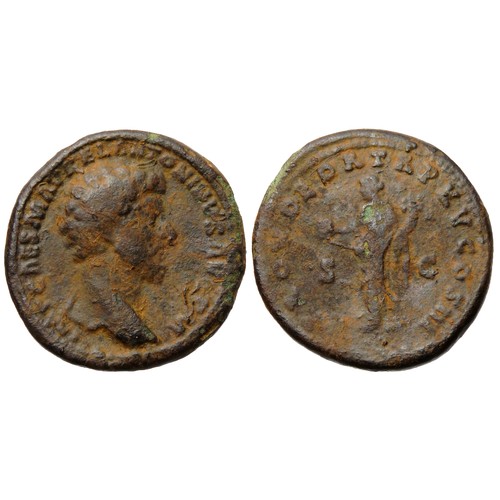 199 - Marcus Aurelius sestertius, 161-180 AD. IMP CAES M AVREL ANTONINVS AVG P M Bare-headed bust right, f... 